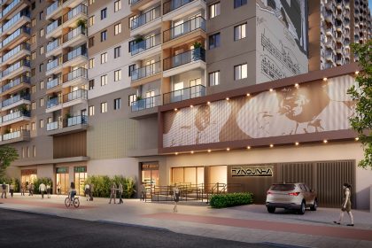 Projeto da fachada do Residencial Pixinguinha, na Zona Portuária