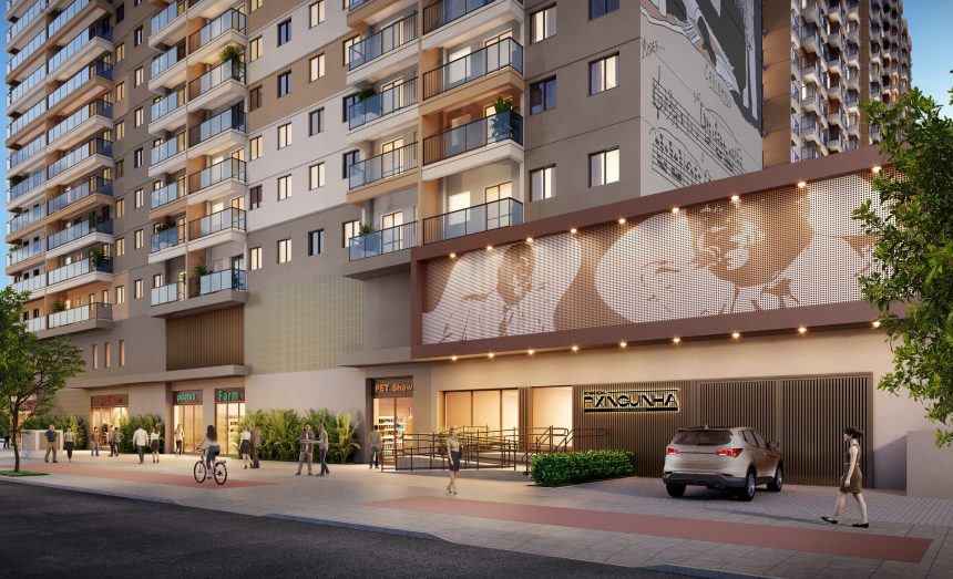 Projeto da fachada do Residencial Pixinguinha, na Zona Portuária