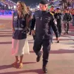 A vereadora Talita Galhardo e o secretário da PM, coronel Marcelo Menezes, na Sapucaí