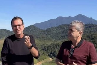 O prefeito Eduardo Paes e o presidente estadual do MDB, Washington Reis