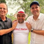 Eduardo Paes, Washington Quaquá e Eduardo Cavaliere no encontro promovido pelo prefeito do Rio, em Itaipava, na Quarta-Feira de Cinzas