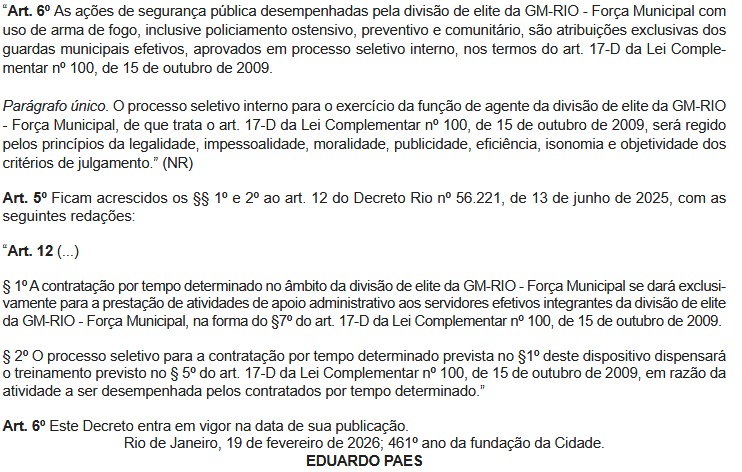 Paes publica as novas regras da Força Municipal para destravar porte de armas com a Polícia Federal 64 WhatsApp Image 2026 02 20 at 06.36.25 2