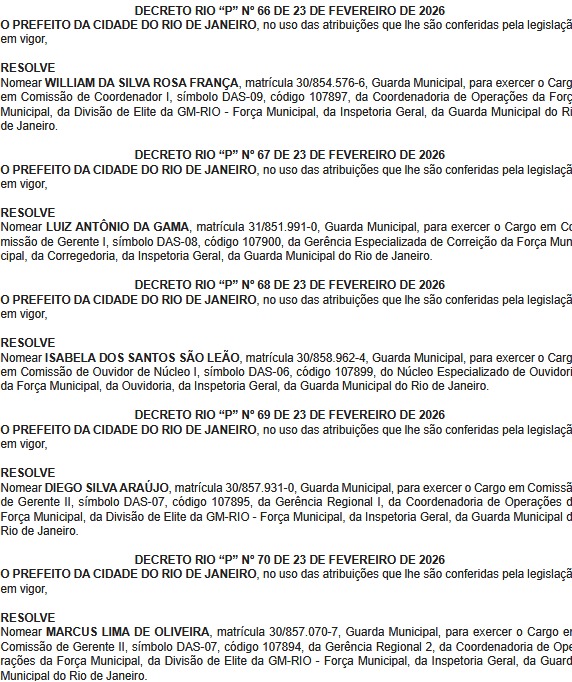 Força Municipal: Paes oficializa criação de nova secretaria e reestrutura Guarda Municipal após entrave da PF sobre porte de arma 66 WhatsApp Image 2026 02 24 at 07.08.51 1