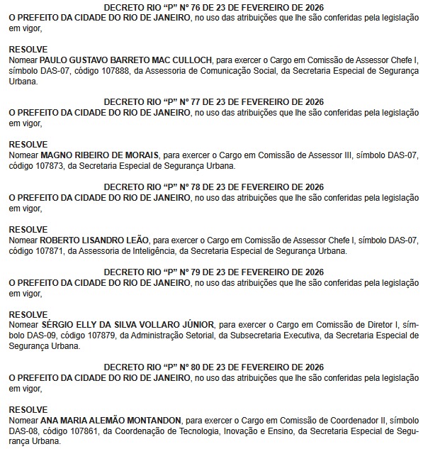 Força Municipal: Paes oficializa criação de nova secretaria e reestrutura Guarda Municipal após entrave da PF sobre porte de arma 64 WhatsApp Image 2026 02 24 at 07.08.51 3