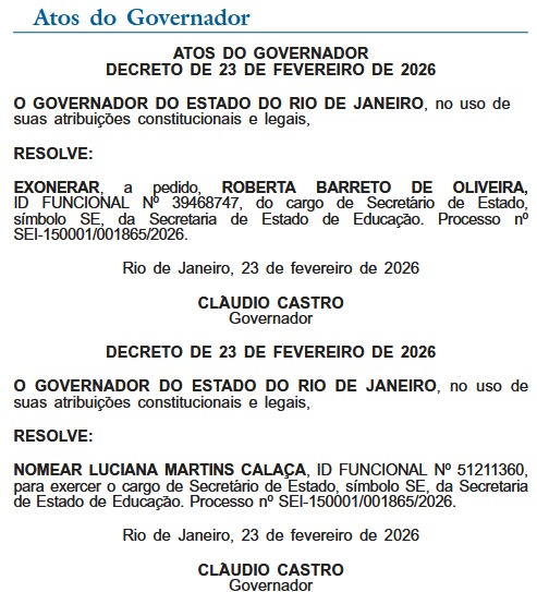 Secretária estadual de Educação indicada por Bacellar deixa cargo; presidente da Fundação Leão XIII é a substituta 62 WhatsApp Image 2026 02 24 at 08.07.51 1