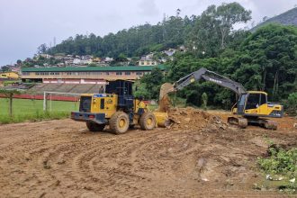 Canteiro de obras da ETE Itamarati, em Petrópolis