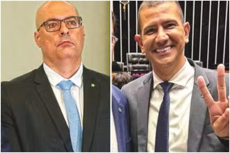 O secretário de Polícia Civil, Felipe Curi, e o pré-candidato a governador do PL, Douglas Ruas