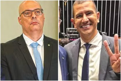 O secretário de Polícia Civil, Felipe Curi, e o pré-candidato a governador do PL, Douglas Ruas