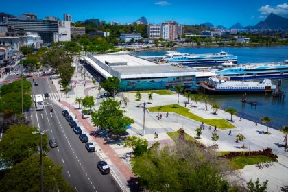 Imagem aérea a orla do Centro de Niterói