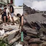 Imagens dos escombros de imóvel que desabou no Engenho Novo