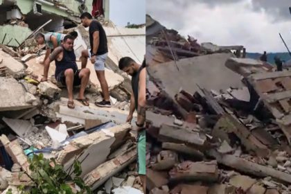 Imagens dos escombros de imóvel que desabou no Engenho Novo