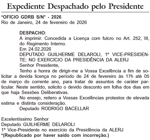 Bacellar pede nova licença do mandato até 5 de março; presidente afastado não aparece na Alerj desde antes da prisão 62 image 18