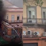 Dois ângulos do incêndio em um restaurante no Flamengo