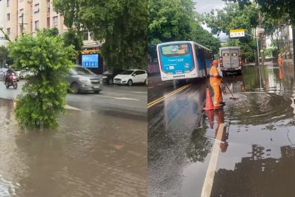 Bolsões d'água deixadas pelas chuvas