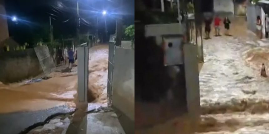 Imagens do alagamento provocado pro adutora que se rompeu em Xerém