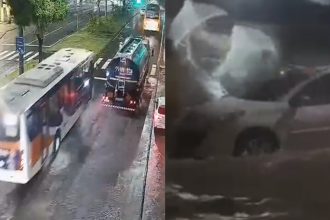 Veículos enfrentam bolsões d'água após chuva no Rio