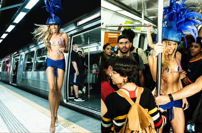 Fotos do ensaio fotográfico de Adriane Galisteu em estação de metrô no Rio