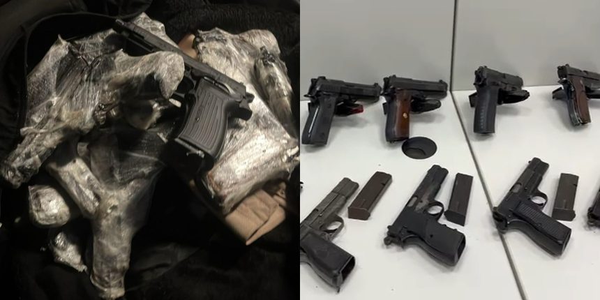 Pistolas apreendidas em abordagem da PF na via Dutra