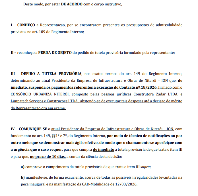 TCE suspende pagamentos de contrato de R$ 47,6 milhões da empresa de obras da Prefeitura de Niterói 62 Captura de tela 2026 03 21 125725