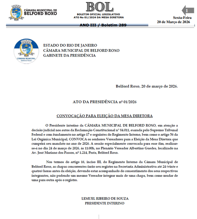 Câmara de Belford Roxo marca nova eleição para a presidência após STF barrar mandato de Markinho Gandra 62 Captura de tela 2026 03 22 101443