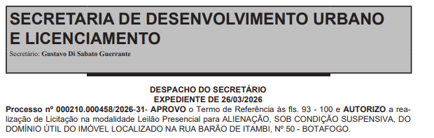 Suspenso pelo TCM, leilão de imóvel desapropriado em Botafogo é remarcado pela prefeitura; lance mínimo é de R$ 36 milhões 62 Captura de tela 2026 03 27 113154