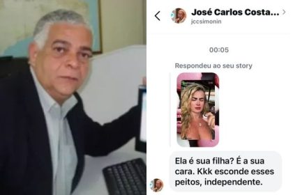 Mensagem de ex-subsecretário José Carlos Costa Simonin a militante que protestava contra o caso de estupro coletivo