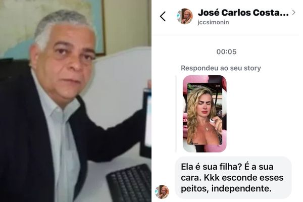 Mensagem de ex-subsecretário José Carlos Costa Simonin a militante que protestava contra o caso de estupro coletivo