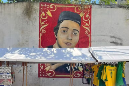 Mural de grafite em homenagem a Pablo Quintanilha, na Lapa
