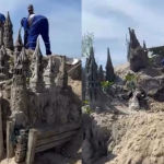 Agentes da Prefeitura do Rio demolindo Castelo de Areia, na Barra