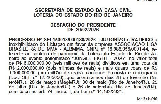 Loterj patrocina evento internacional de MMA; ‘pancadaria’ vai custar R$ 6 milhões 62 WhatsApp Image 2026 02 27 at 11.43.08