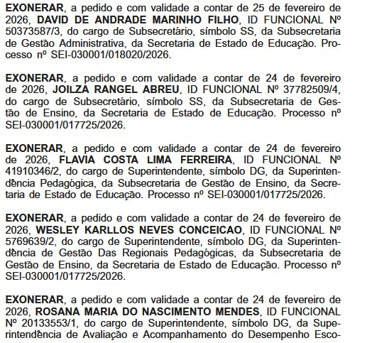 Efeito cascata: cúpula da Secretaria estadual de Educação deixa cargos após saída de Roberta Barreto do comando da pasta 62 WhatsApp Image 2026 03 02 at 08.15.55