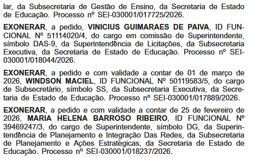 Efeito cascata: cúpula da Secretaria estadual de Educação deixa cargos após saída de Roberta Barreto do comando da pasta 63 WhatsApp Image 2026 03 02 at 08.15.56