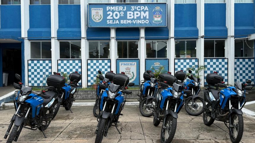 Motocicletas entregues ao 20º Batalhão da Polícia Militar