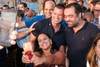 Cláudio Castro e Douglas Ruas na inauguração do Parque RJ, em São Gonçalo