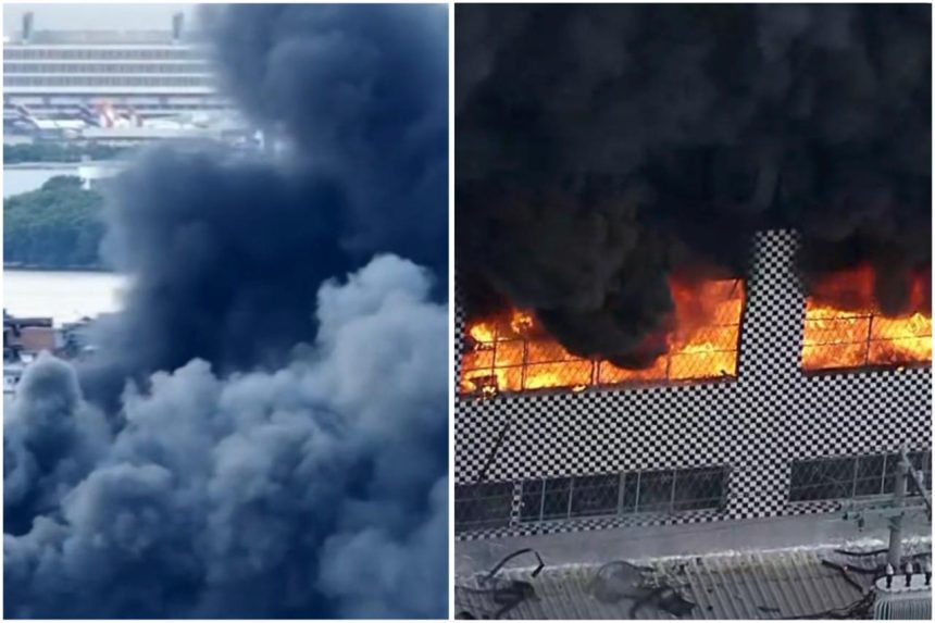Incêndio no galpão da Motocriss, às margens da Avenida Brasil