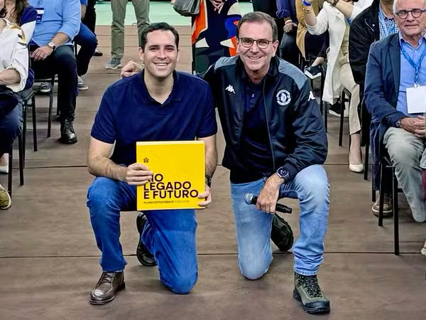 O prefeito Eduardo Paes e o seu vice, Eduardo Cavaliere