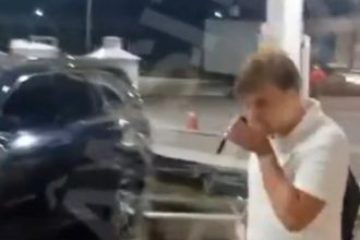 João Pires, logo depois de bater numa bomba de gasolina, num posto de São Gonçalo, ao fugir de tiros