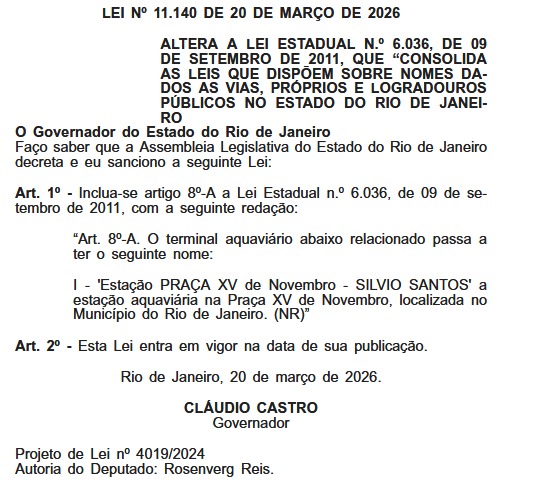 Estação das barcas na Praça Quinze passa a se chamar Silvio Santos 62 WhatsApp Image 2026 03 23 at 09.15.38