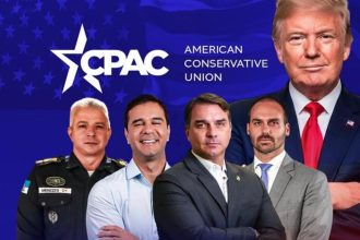 O senador Flávio Bolsonaro, seu irmão, o ex-deputado Eduardo Bolsonaro, o ex-secretário da Polícia Militar Marcelo de Menezes e o empresário Renato Araújo