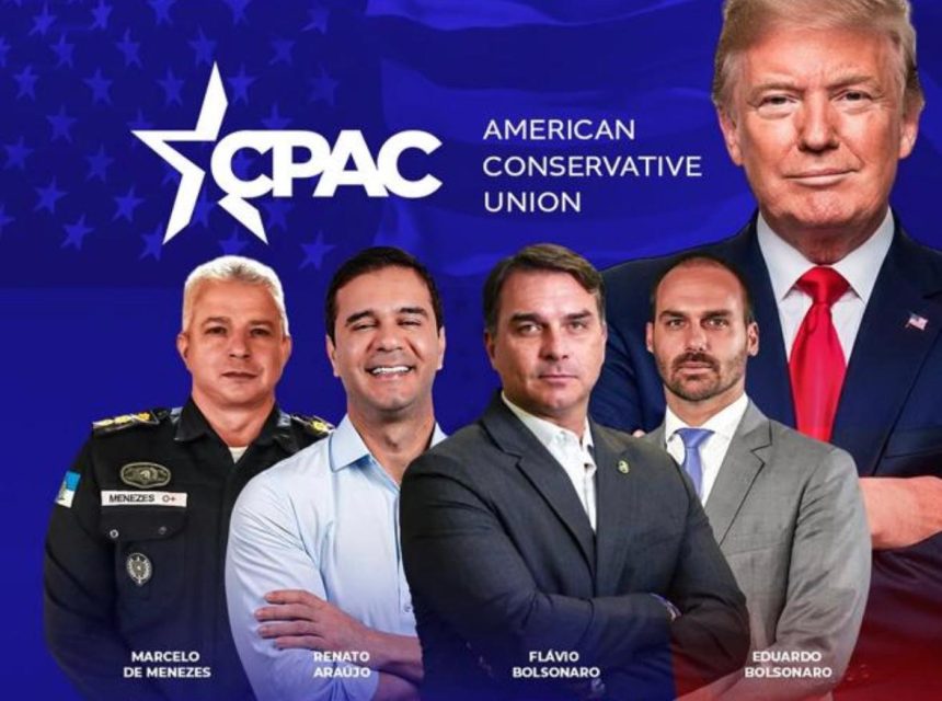 O senador Flávio Bolsonaro, seu irmão, o ex-deputado Eduardo Bolsonaro, o ex-secretário da Polícia Militar Marcelo de Menezes e o empresário Renato Araújo