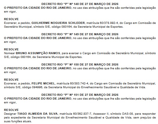 Reforma do secretariado: Eduardo Cavaliere oficializa 13 mudanças nos primeiros escalões da Prefeitura do Rio 65 WhatsApp Image 2026 03 30 at 07.08.51 2