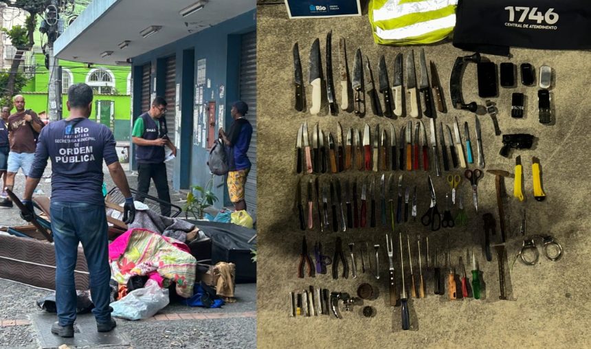 Armas brancas apreendidas durante ação em Madureira