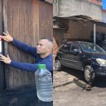 Agentes da prefeitura fiscalizando oficinas mecânicas na Taquara