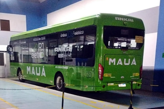 ônibus elétrico da Ankai usado para testes da Viação Mauá