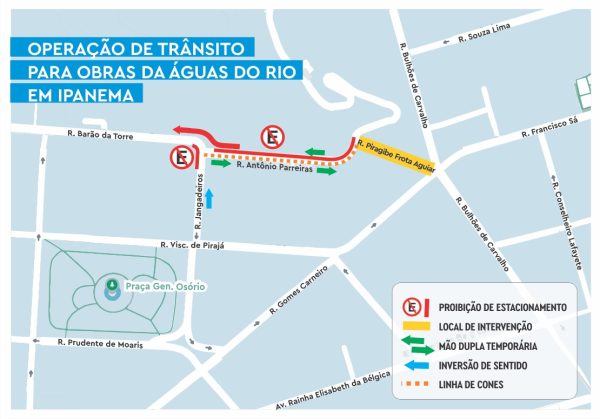 CET-Rio monta operação especial de trânsito para obras de concessionária em Ipanema a partir da noite desta sexta-feira (13)