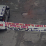 Faixa colocada por traficantes na entrada de comunidade em Realengo