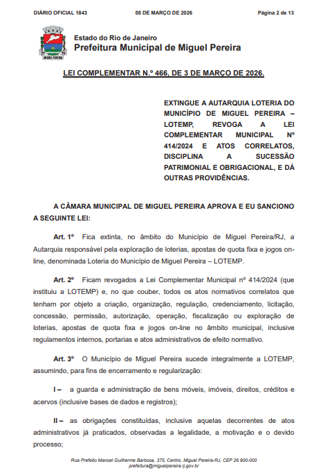 Por decisão do STF, Prefeitura de Miguel Pereira põe fim ao 'tigrinho' do ex-prefeito André Português 62 Captura de tela 2026 04 10 171516