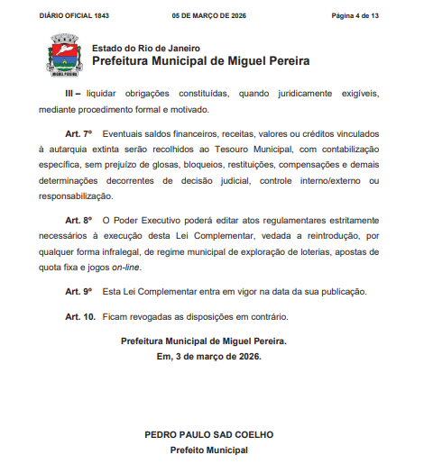 Por decisão do STF, Prefeitura de Miguel Pereira põe fim ao 'tigrinho' do ex-prefeito André Português 64 Captura de tela 2026 04 10 171544