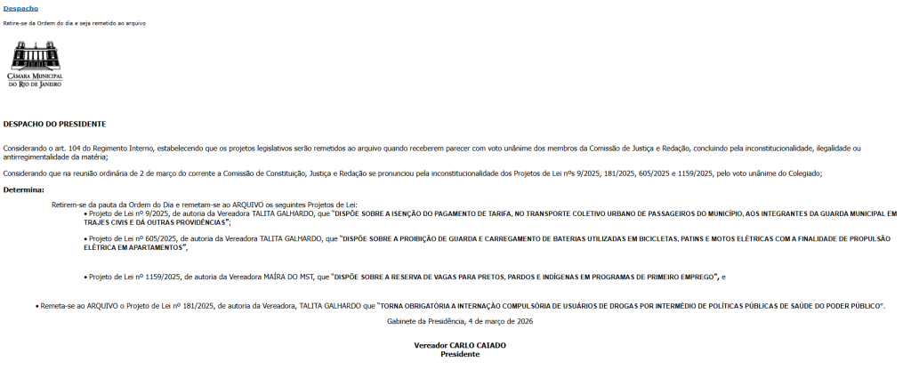 Câmara do Rio enterra projeto de Talita Galhardo que obrigava a internação compulsória de usuários de drogas 62 Captura de tela 2026 04 13 115624