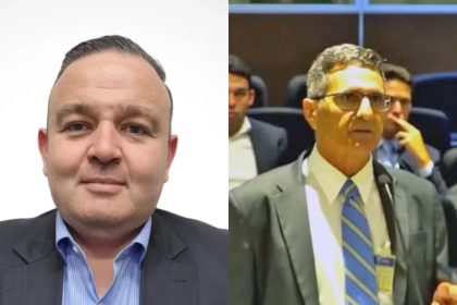 Do lado esquerdo, Deivis Marcon Antunes, ex-presidente do Rioprevidência ; do lado direito, Eucherio Lerner Rodrigues, ex-diretor